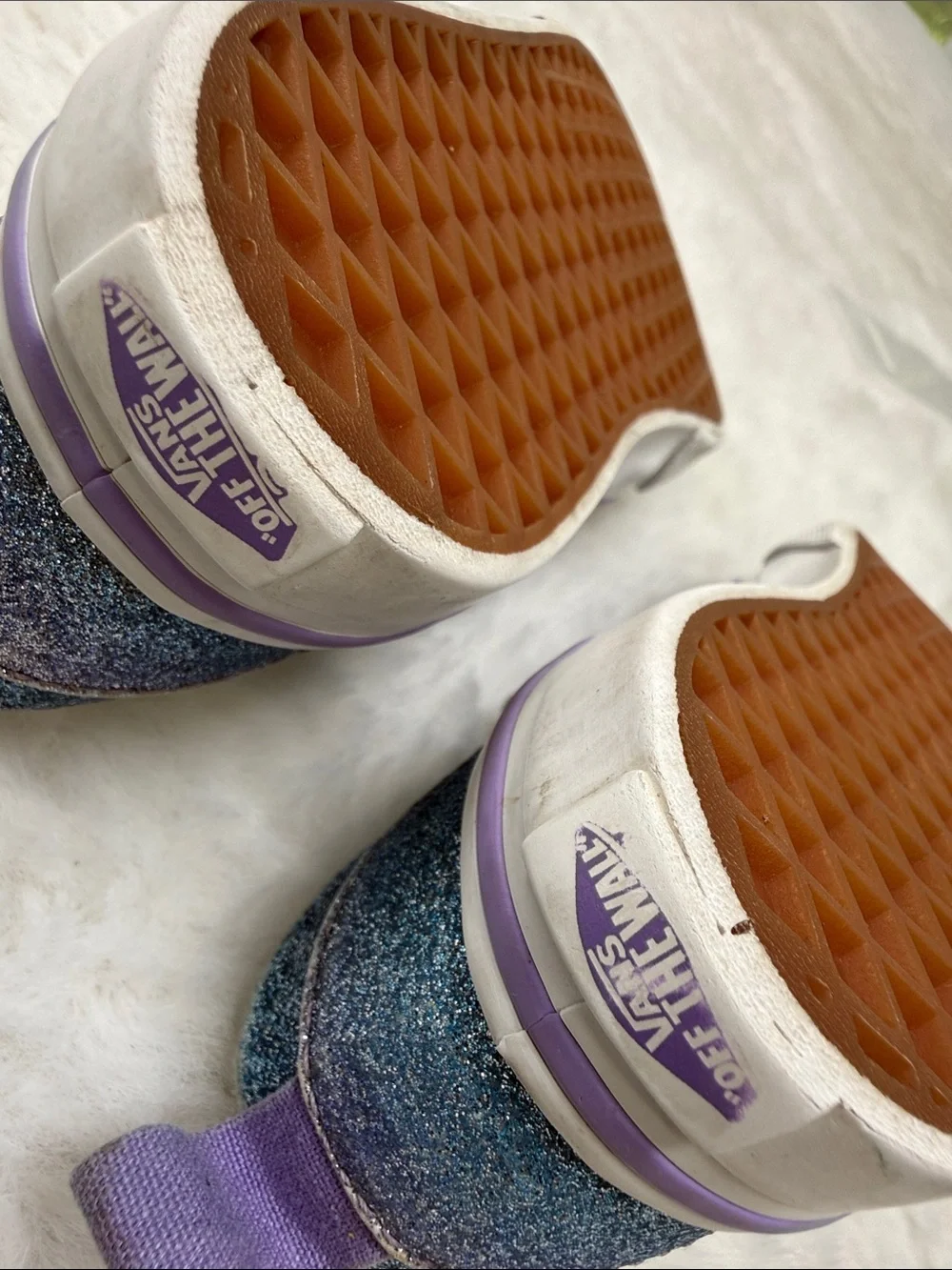 Vans Classic Slip-On Toddler 8 Glitter Iridescent Blue Purple Sparkle Shoes